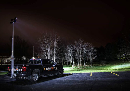 ConstructionCAM’s newest division, ConstructionLIGHTS, manufactures light tower systems that slide into a REESE hitch for quick and easy portable lighting solutions.